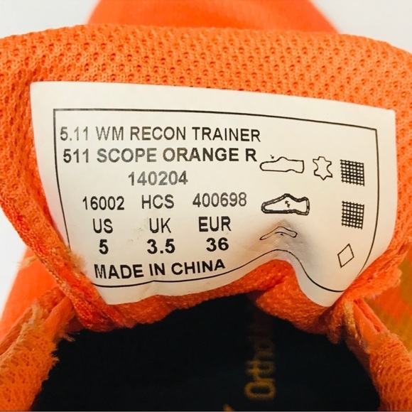 5.11 Tactical Women’s Recon Trainer Scope Orange‎ #140204 Size 5 NWT - Picture 9 of 9